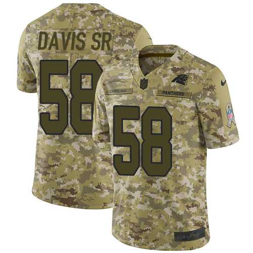 Youth Nike Carolina Panthers #58 Thomas Davis Sr Camo Stitched NFL Limited 2018 Salute to Service Jersey