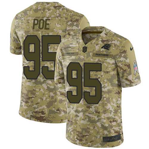 Youth Nike Carolina Panthers #95 Dontari Poe Camo Stitched NFL Limited 2018 Salute to Service Jersey