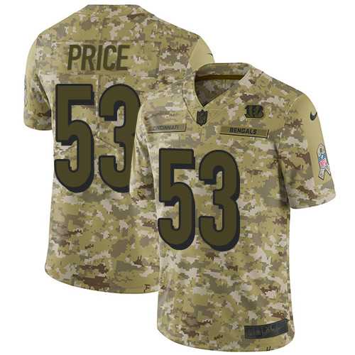 Youth Nike Cincinnati Bengals #53 Billy Price Camo Stitched NFL Limited 2018 Salute to Service Jersey