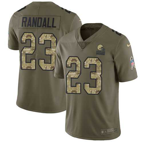 Youth Nike Cleveland Browns #23 Damarious Randall Olive Camo Stitched NFL Limited 2017 Salute to Service Jersey