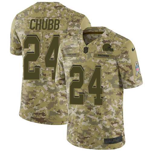 Youth Nike Cleveland Browns #24 Nick Chubb Camo Stitched NFL Limited 2018 Salute to Service Jersey