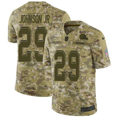 Youth Nike Cleveland Browns #29 Duke Johnson Jr Camo Stitched NFL Limited 2018 Salute to Service Jersey