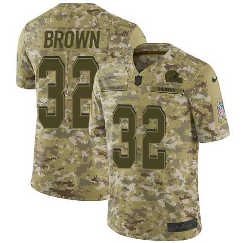 Youth Nike Cleveland Browns #32 Jim Brown Camo Stitched NFL Limited 2018 Salute to Service Jersey