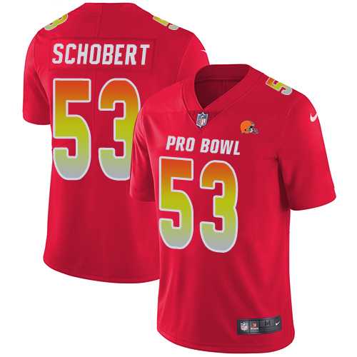 Youth Nike Cleveland Browns #53 Joe Schobert Red Stitched NFL Limited AFC 2018 Pro Bowl Jersey