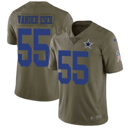 Youth Nike Dallas Cowboys #55 Leighton Vander Esch Olive Stitched NFL Limited 2017 Salute to Service Jersey
