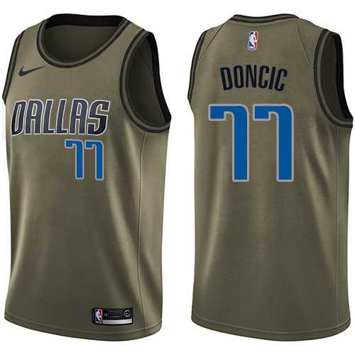 Youth Nike Dallas Mavericks #77 Luka Doncic Green NBA Swingman Salute to Service Jersey