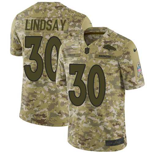 Youth Nike Denver Broncos #30 Phillip Lindsay Camo Stitched NFL Limited 2018 Salute to Service Jersey