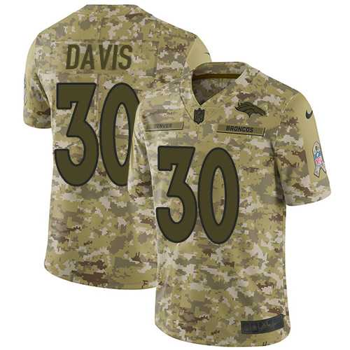 Youth Nike Denver Broncos #30 Terrell Davis Camo Stitched NFL Limited 2018 Salute to Service Jersey