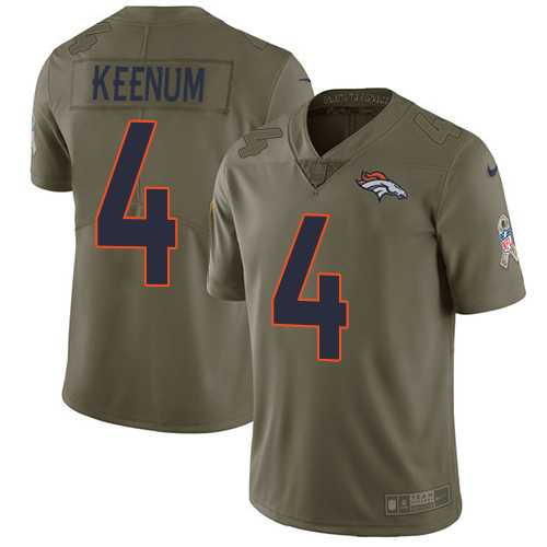 Youth Nike Denver Broncos #4 Case Keenum Olive Stitched NFL Limited 2017 Salute to Service Jersey