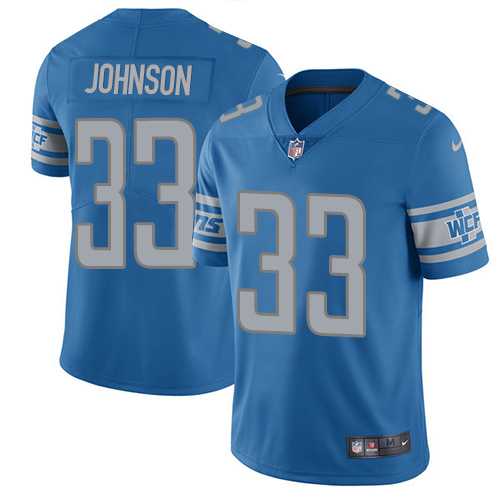 Youth Nike Detroit Lions #33 Kerryon Johnson Light Blue Team Color Stitched NFL Vapor Untouchable Limited Jersey