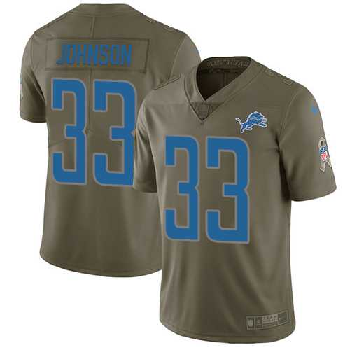 Youth Nike Detroit Lions #33 Kerryon Johnson Olive Stitched NFL Limited 2017 Salute to Service Jersey