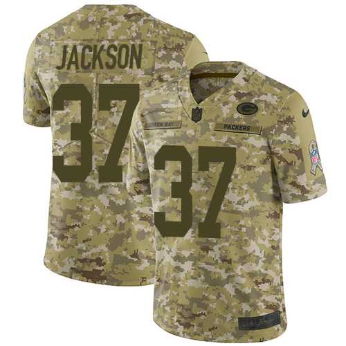Youth Nike Green Bay Packers #37 Josh Jackson Camo Stitched NFL Limited 2018 Salute to Service Jersey
