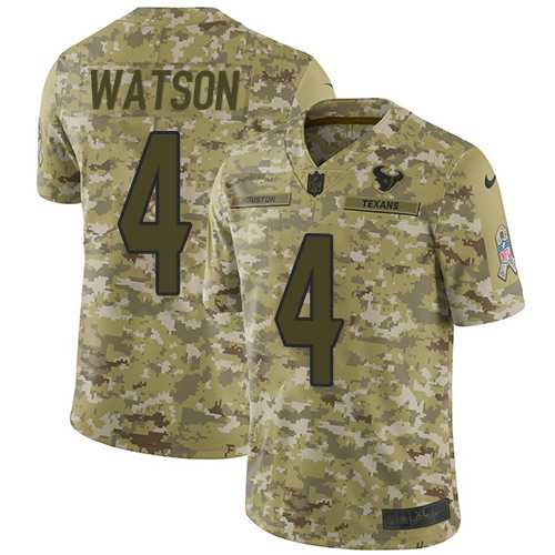 Youth Nike Houston Texans #4 Deshaun Watson Camo Stitched NFL Limited 2018 Salute to Service Jersey