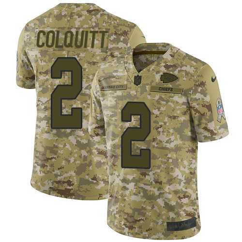 Youth Nike Kansas City Chiefs #2 Dustin Colquitt Camo Stitched NFL Limited 2018 Salute to Service Jersey
