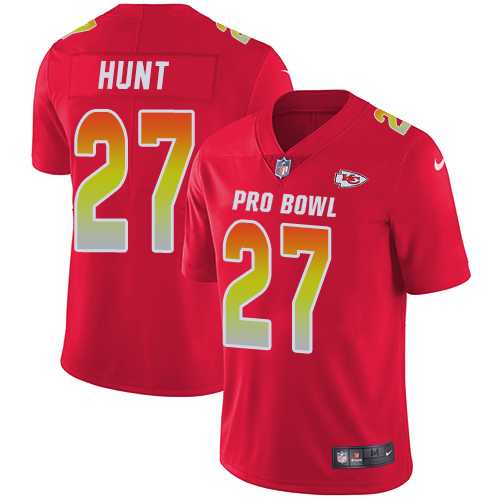 Youth Nike Kansas City Chiefs #27 Kareem Hunt Red Stitched NFL Limited AFC 2018 Pro Bowl Jersey