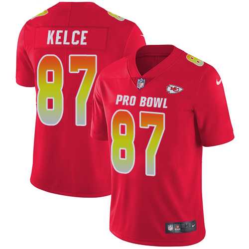 Youth Nike Kansas City Chiefs #87 Travis Kelce Red Stitched NFL Limited AFC 2018 Pro Bowl Jersey