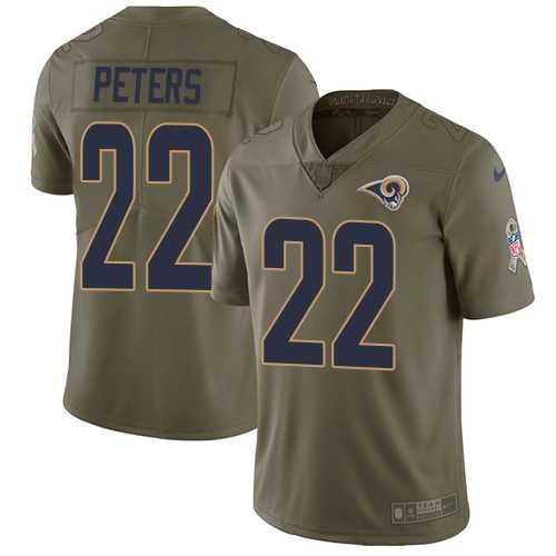 Youth Nike Los Angeles Rams #22 Marcus Peters Olive Stitched NFL Limited 2017 Salute to Service Jersey