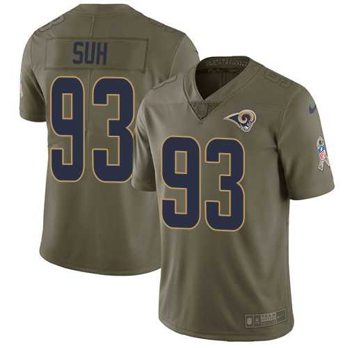 Youth Nike Los Angeles Rams #93 Ndamukong Suh Olive Stitched NFL Limited 2017 Salute to Service Jersey