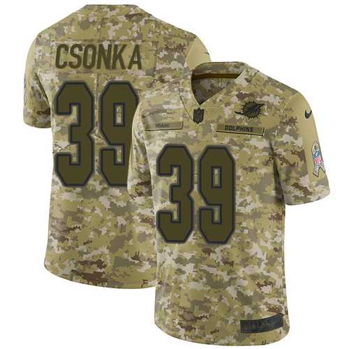 Youth Nike Miami Dolphins #39 Larry Csonka Camo Stitched NFL Limited 2018 Salute to Service Jersey