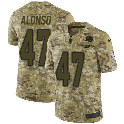 Youth Nike Miami Dolphins #47 Kiko Alonso Camo Stitched NFL Limited 2018 Salute to Service Jersey