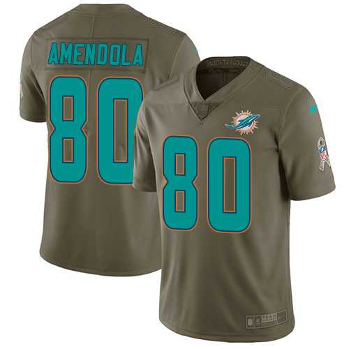 Youth Nike Miami Dolphins #80 Danny Amendola Olive Stitched NFL Limited 2017 Salute to Service Jersey