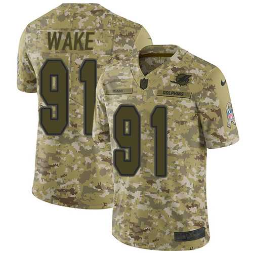 Youth Nike Miami Dolphins #91 Cameron Wake Camo Stitched NFL Limited 2018 Salute to Service Jersey