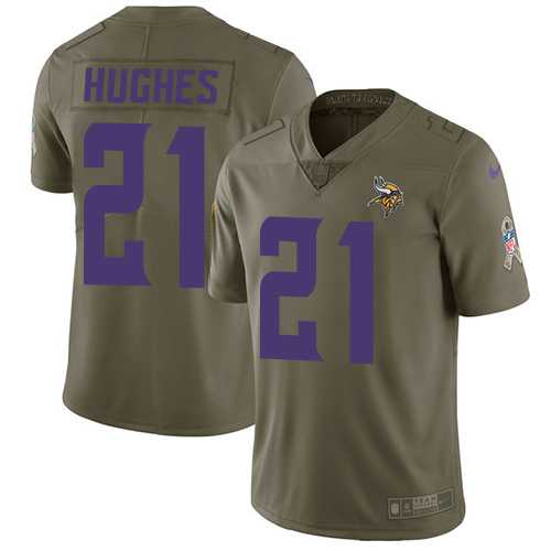 Youth Nike Minnesota Vikings #21 Mike Hughes Olive Stitched NFL Limited 2017 Salute to Service Jersey