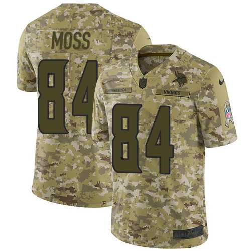 Youth Nike Minnesota Vikings #84 Randy Moss Camo Stitched NFL Limited 2018 Salute to Service Jersey