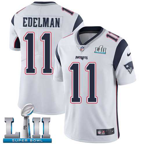 Youth Nike New England Patriots #11 Julian Edelman White Super Bowl LII Stitched NFL Vapor Untouchable Limited Jersey