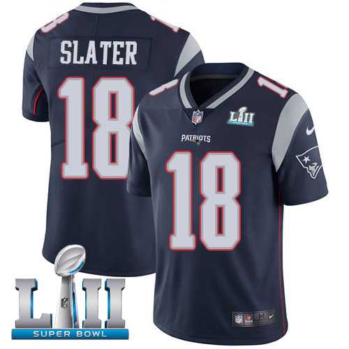 Youth Nike New England Patriots #18 Matt Slater Navy Blue Team Color Super Bowl LII Stitched NFL Vapor Untouchable Limited Jersey
