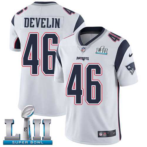 Youth Nike New England Patriots #46 James Develin White Super Bowl LII Stitched NFL Vapor Untouchable Limited Jersey