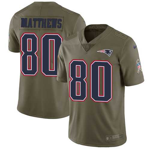 Youth Nike New England Patriots #80 Jordan Matthews Olive Stitched NFL Limited 2017 Salute to Service Jersey