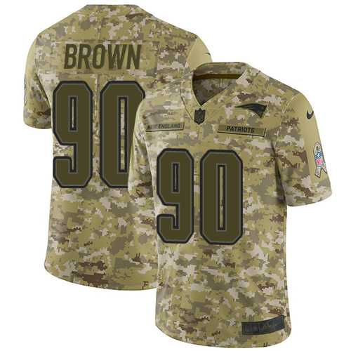 Youth Nike New England Patriots #90 Malcom Brown Camo Stitched NFL Limited 2018 Salute to Service Jersey