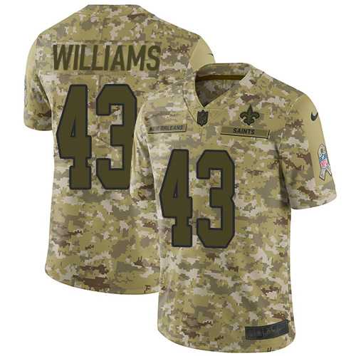 Youth Nike New Orleans Saints #43 Marcus Williams Camo Stitched NFL Limited 2018 Salute to Service Jersey