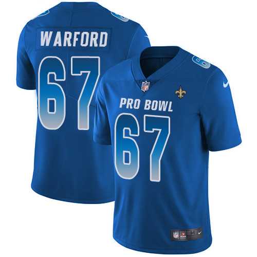 Youth Nike New Orleans Saints #67 Larry Warford Royal Stitched NFL Limited NFC 2018 Pro Bowl Jersey