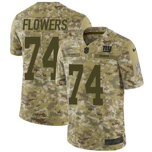 Youth Nike New York Giants #74 Ereck Flowers Camo Stitched NFL Limited 2018 Salute to Service Jersey