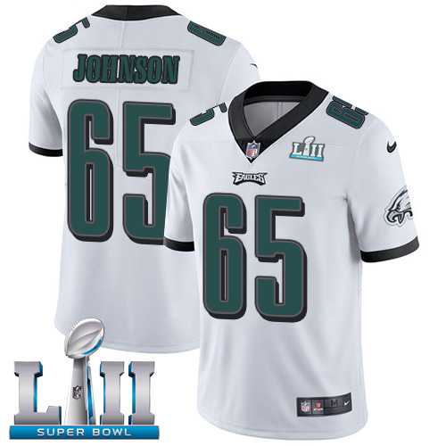 Youth Nike Philadelphia Eagles #65 Lane Johnson White Super Bowl LII Stitched NFL Vapor Untouchable Limited Jersey