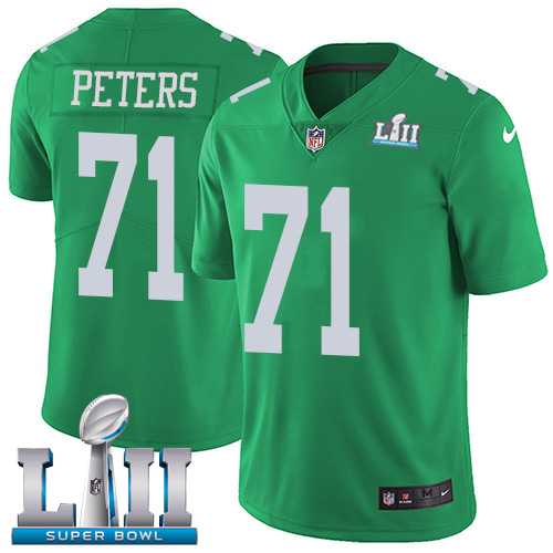 Youth Nike Philadelphia Eagles #71 Jason Peters Green Super Bowl LII Stitched NFL Limited Rush Jersey