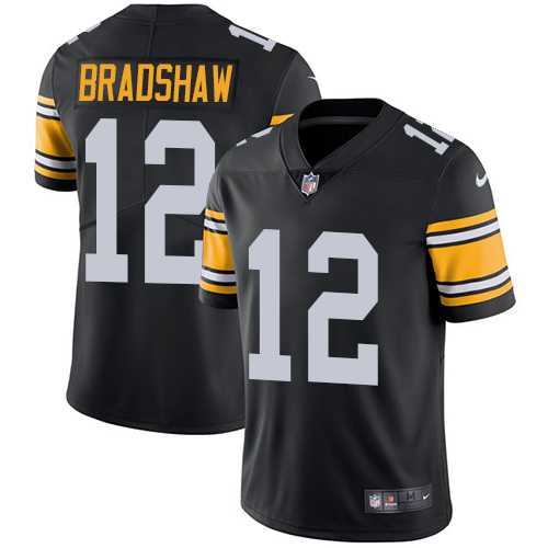 Youth Nike Pittsburgh Steelers #12 Terry Bradshaw Black Alternate Stitched NFL Vapor Untouchable Limited Jersey