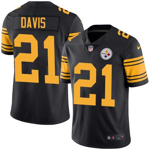 Youth Nike Pittsburgh Steelers #21 Sean Davis Black Stitched NFL Limited Rush Jersey