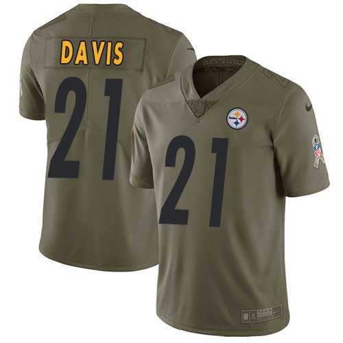 Youth Nike Pittsburgh Steelers #21 Sean Davis Olive Stitched NFL Limited 2017 Salute to Service Jersey