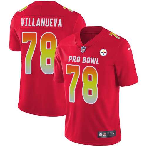 Youth Nike Pittsburgh Steelers #78 Alejandro Villanueva Red Stitched NFL Limited AFC 2018 Pro Bowl Jersey