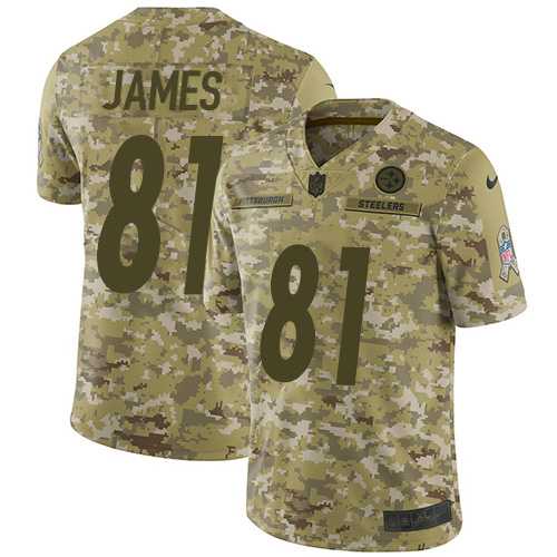 Youth Nike Pittsburgh Steelers #81 Jesse James Camo Stitched NFL Limited 2018 Salute to Service Jersey