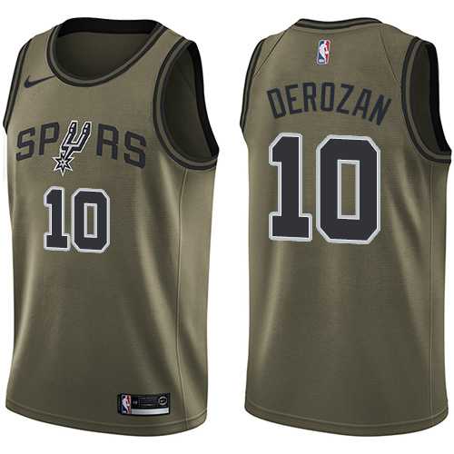 Youth Nike San Antonio Spurs #10 DeMar DeRozan Green NBA Swingman Salute to Service Jersey