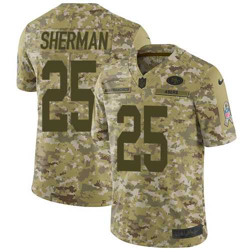 Youth Nike San Francisco 49ers #25 Richard Sherman Camo Stitched NFL Limited 2018 Salute to Service Jersey