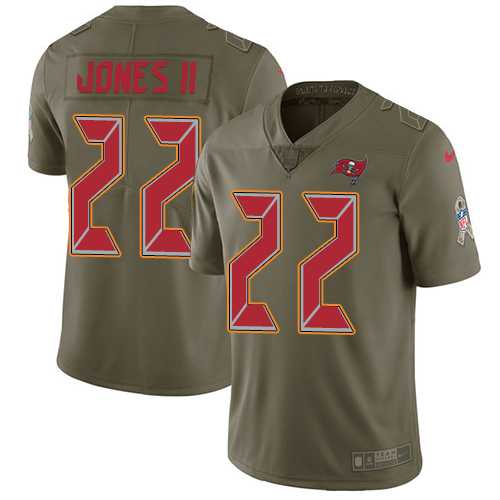 Youth Nike Tampa Bay Buccaneers #22 Ronald Jones II Olive Stitched NFL Limited 2017 Salute to Service Jersey