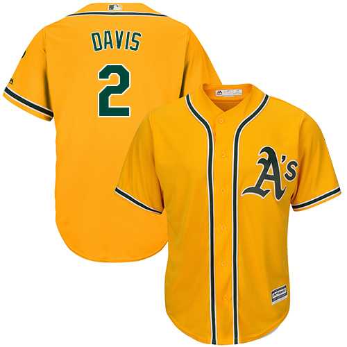 Youth Oakland Athletics #2 Khris Davis Gold Cool Base Stitched MLB