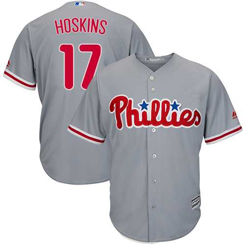 Youth Philadelphia Phillies #17 Rhys Hoskins Grey Cool Base Stitched MLB
