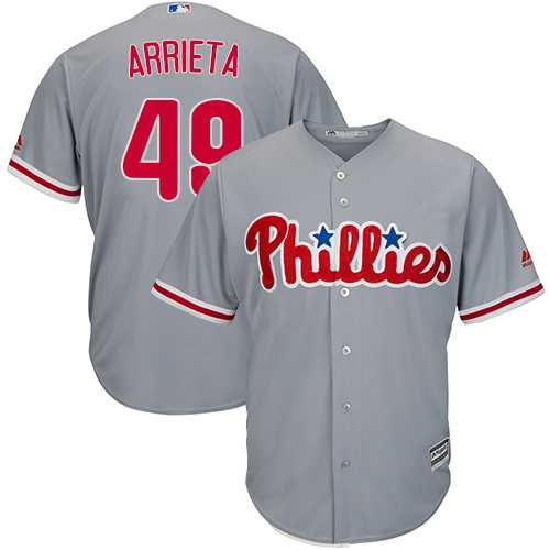 Youth Philadelphia Phillies #49 Jake Arrieta Grey Cool Base Stitched MLB