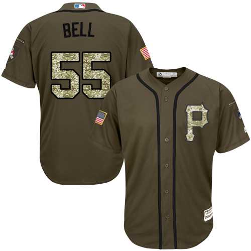 Youth Pittsburgh Pirates #55 Josh Bell Green Salute to Service Stitched MLB